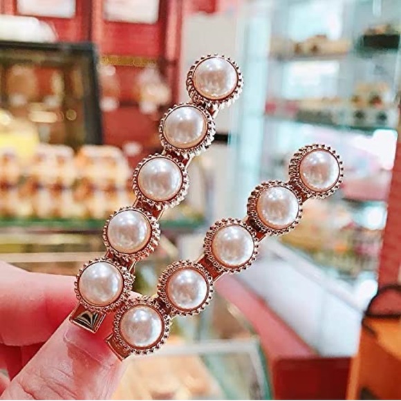 5 Pcs Pearl Acrylic Barrette Hair Clips - Picture 3 of 5